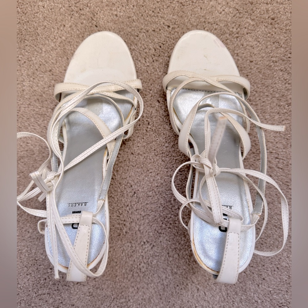 White Tie Up Strappy Heels Ankle Wrap Sandals Platform Stiletto Size 7 - Picture 7 of 10